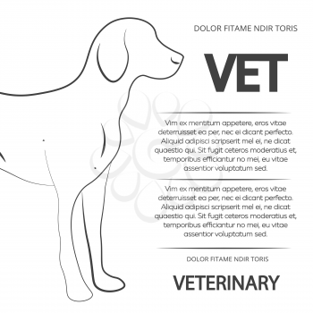 Veterinary poster design with line dog. Vector banner veterinary with animal illustration