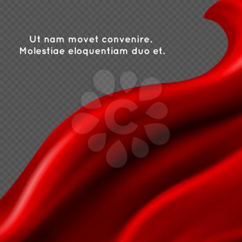 Red silk fabric abstact vector background - textile banner design. Textile silk wave, fabric smooth material banner illustration