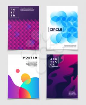 Contemporary abstract backgrounds with 3d fluid vibrant color shapes. Eps10 vector set of banner or poster with colored blurred illustration