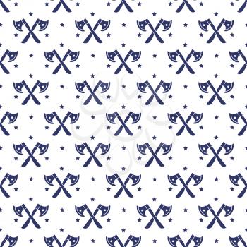 Stars and axes cross pon white seamless pattern background. Vector illustration