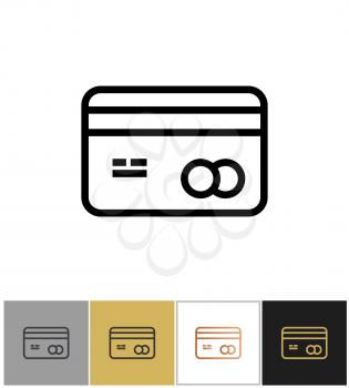 Credit card icon, shopping purchase bank credit card sign on white and black backgrounds. Vector illustration