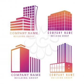 Real estate logo set isolated on white background. Vector modern building emblem design illustration