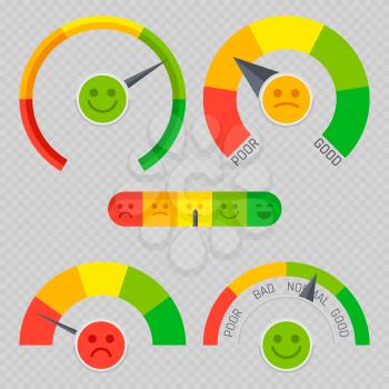Client feedback emotion pain scales isolated on transparent background. Vector illustration