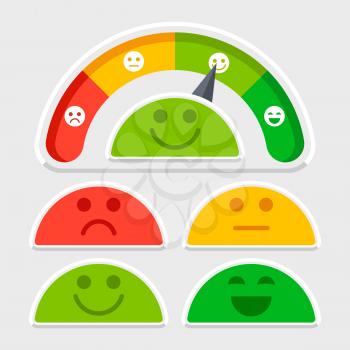 Flat emotions mood scale colored vector of set illustration flat