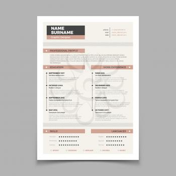 Business resume. Cv stylish elegance template. Letter cover vector mockup. Illustration of cv interview application, vitae curriculum
