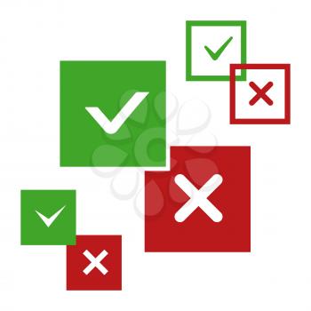 Yes and no, positive and negative vector icons isolated on white illustration