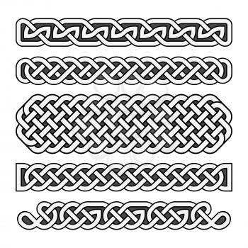 Celtic knots vector medieval borders set in black and white. Element frame pattern elements illustration