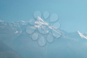 Snowy Tibetan mountains, view from Annapurna trek