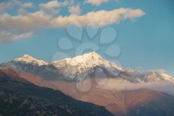 Sunrise at the mountain Annapurna South, Nepal