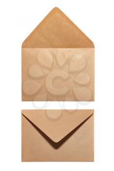 2 sides of envelope isolated on white background