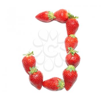 Strawberry health alphabet- letter J with white isolation