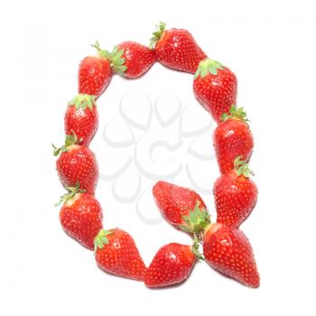 Strawberry health alphabet- letter Q with white isolation