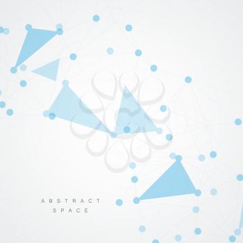 Polygonal space background with connecting dots and lines. Abstract connection structure.