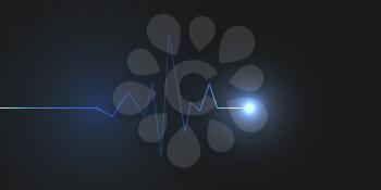 Abstract cardiogram on dark background. Vector banner design.