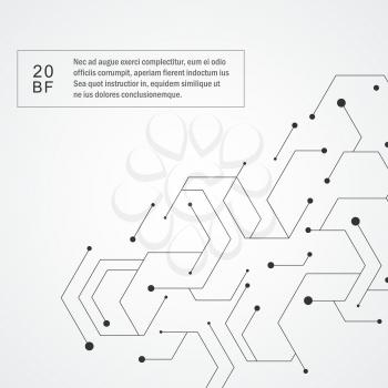 Technology hexagons structure or molecular connect elements.