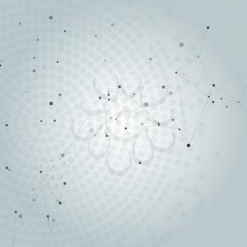 Geometric network abstract background with connected line and dots.