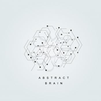 Vector abstract human brain. Concept illustration with line and dots.