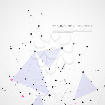 Abstract digital poly mesh background design. Connect geometric polygonal structure with lines and dots.