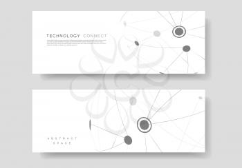 Cover design banner with connected line and dots. Simple technology compound background.