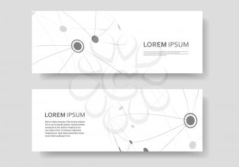 Cover design banner with connected line and dots. Simple technology compound background.