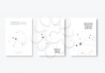 Cover design brochure with connected line and dots. Simple technology compound background.