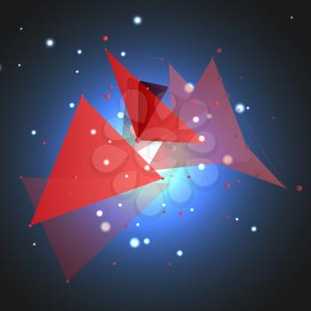 Abstract triangles space low poly. White background with connecting dots and lines. Light connection structure. Polygonal vector background. Futuristic HUD.