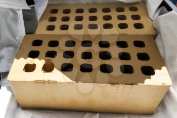 Unburned samples of ceramic hollow bricks.