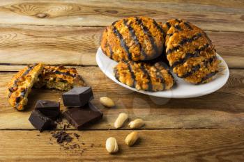 Homemade chocolate peanut cookies on a plate