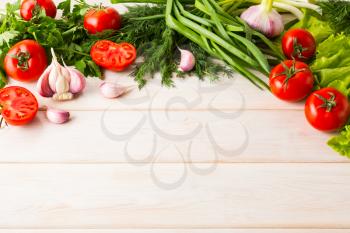 Fresh vegetables background, place for text. Healthy eating concept. Vegetarian food. Healthy eating. Ripe vegetables. Fresh vegetables.