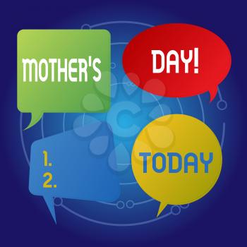 Text sign showing Mother S Day. Business photo showcasing day of year where mothers are particularly honoured by children Blank Speech Bubble Sticker in Different Shapes and Color for Multiple Chat