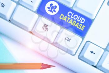 Writing note showing Cloud Database. Business concept for optimized or built for a virtualized computing environment