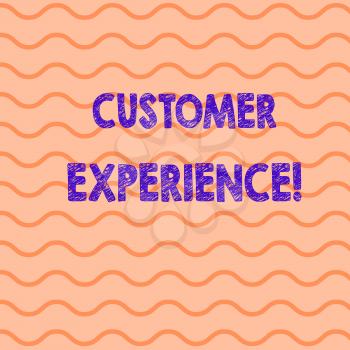 Conceptual hand writing showing Customer Experience. Concept meaning product of interaction between organization and buyer Horizontal Wavy Stripes in Two Alternate Orange Tone Color