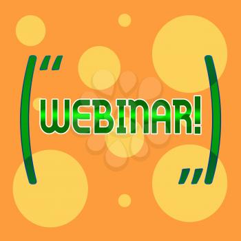 Text sign showing Webinar. Business photo showcasing Internet distance learning web elearning Different Sizes of Blank Yellow Circles in Random on Pale Orange Backdrop