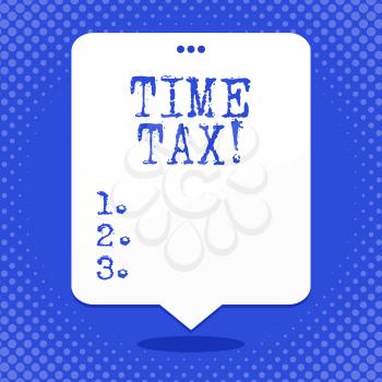 Word writing text Time Tax. Business photo showcasing when individual taxpayers prepare their financial statements Blank Space White Speech Balloon Floating with Three Punched Holes on Top