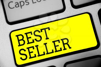 Text sign showing Best Seller. Conceptual photo book or other product that sells in very large numbers Keyboard yellow key Intention create computer computing reflection document