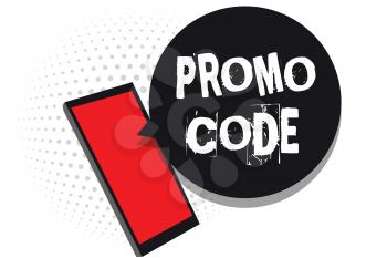Word writing text Promo Code. Business concept for digital numbers that give you good discount on certain product Cell phone receiving text messages chats information using applications