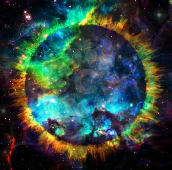 Circle of fire in vivid space 