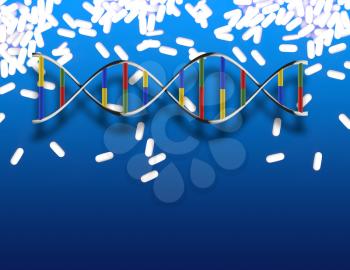 Modern composition suitable for pharmaceutical and medical topics. DNA strand background