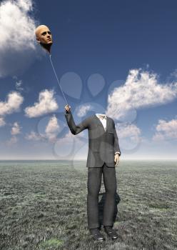 Headless Man with Floating Head Balloon