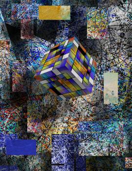 Abstract composition with cube
