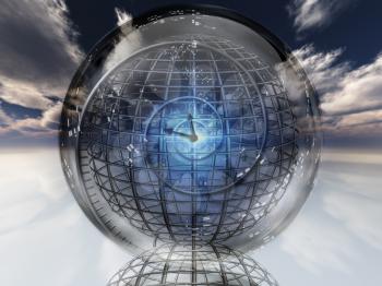 Spiral of time inside crystal ball.