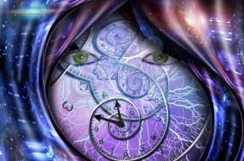 Surrealism. Spirals of time and warped space. Mystic eyes and lightnings.