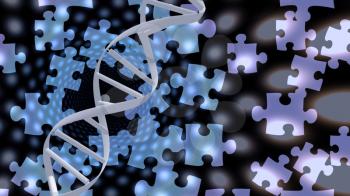 DNA strand and puzzle pieces