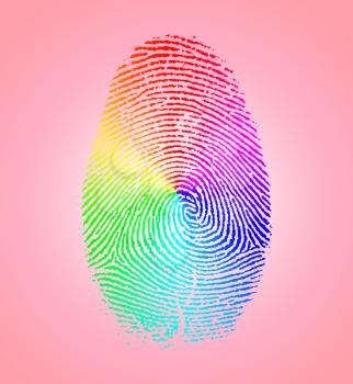 Modern art. Fingerprint in colors of rainbow