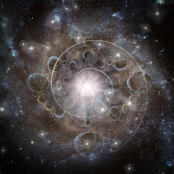 Eternity. Being of light in deep space. Time spiral