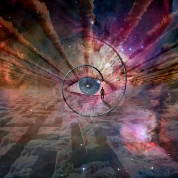 Gods eye with abstract background. 3D rendering