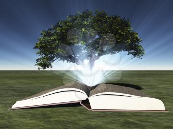 Book with tree. 3D rendering