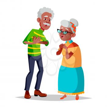 Elderly Couple Vector. Modern Grandparents. Feeling Happy. Aged. Black, Afro American. Isolated Flat Cartoon Illustration