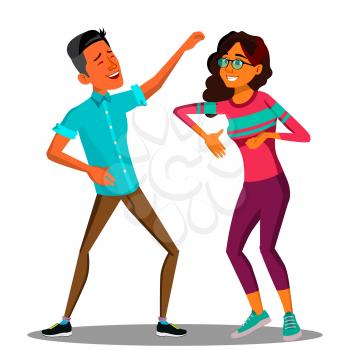 Dancing Couple Man And Woman Vector. Illustration