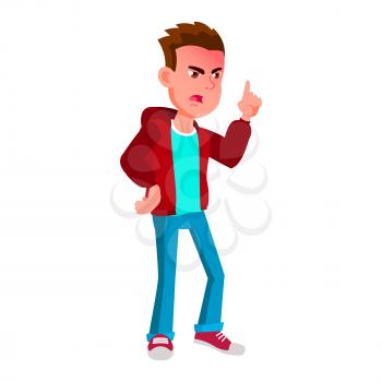 Boy Schoolboy Kid Poses Vector. High School Child. Secondary Education. Educational, Auditorium, Lecture. For Card, Advertisement, Greeting Design. Isolated Cartoon Illustration
